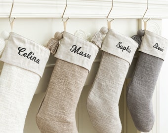 Personalized Christmas Stocking: Monogrammed Xmas Stocking with Tassel