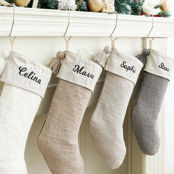 Personalized Christmas Stocking: Monogrammed Xmas Stocking with Tassel