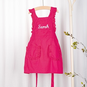 Personalized Kids Apron with Name, Custom Toddler Cooking Pinafore, Little Chef Gift for Girls image 12