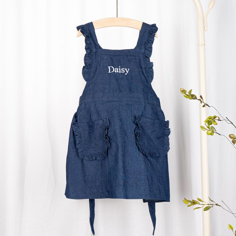 Personalized Kids Apron with Name, Custom Toddler Cooking Pinafore, Little Chef Gift for Girls image 11