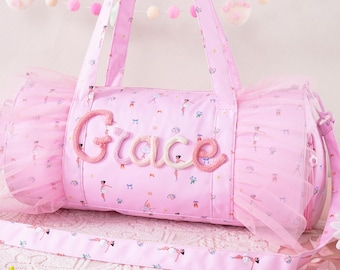 Girls Dance Bag with 3D Name, Personalized Toddler Pink Ballet Dance Recital Gift