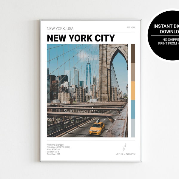 New York Poster / NYC Poster / Digital Download / Vintage / Printable Wall Art / Minimalist / Photography