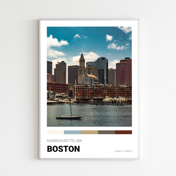 Boston Print, Massachusetts Poster, State House, Boston Common, Freedom Trail, Skyline, Vintage, Printable Wall Art, America United States