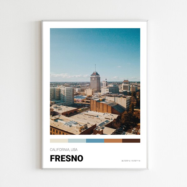 Fresno Print, California Poster, Downtown Fresno, Forestiere Underground Gardens, Woodward Regional Park, Tower District, Printable Wall Art