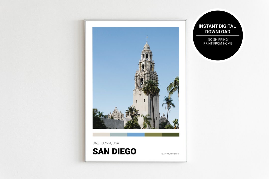 San Diego Print, California Poster, San Diego Art, Balboa Park, Gaslamp