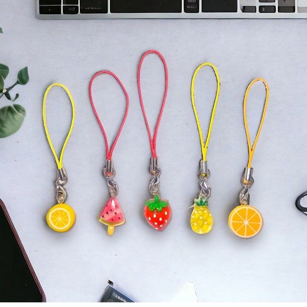 Cute Fruit Phone Charms | Phone Charms, Phone Charm Strap, Fruit Charms, Planner Charms, Cute Phone Straps, Phone Lanyards, Cute Charms