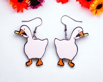 Goose with Knife Earrings | Goose Earrings, Meme Gifts, Untitled Goose Game , Silly Goose, Animal Earrings, Funny Jewelry, Goose Gift, Gen Z