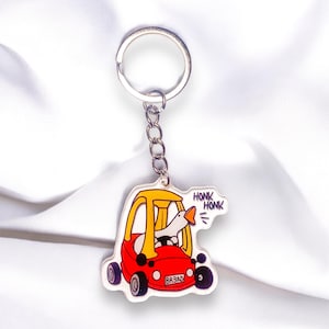 Funny Goose in Car Keychain | Meme Accessory, Silly Goose Gift