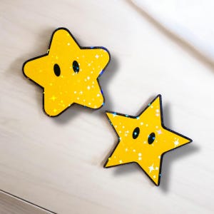 Super Star Stickers | Power Star Stickers, Nintendo Star, Nintendo Stickers, Gaming Stickers, Gamer Stickers, N64 Stickers, Star Decals