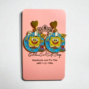 Cartoon Sponge Earrings | Funny Earrings, Meme Earrings, Meme Gifts, Cartoon Earrings, Cartoon Gifts, TV Show Earrings, TV Show Gifts