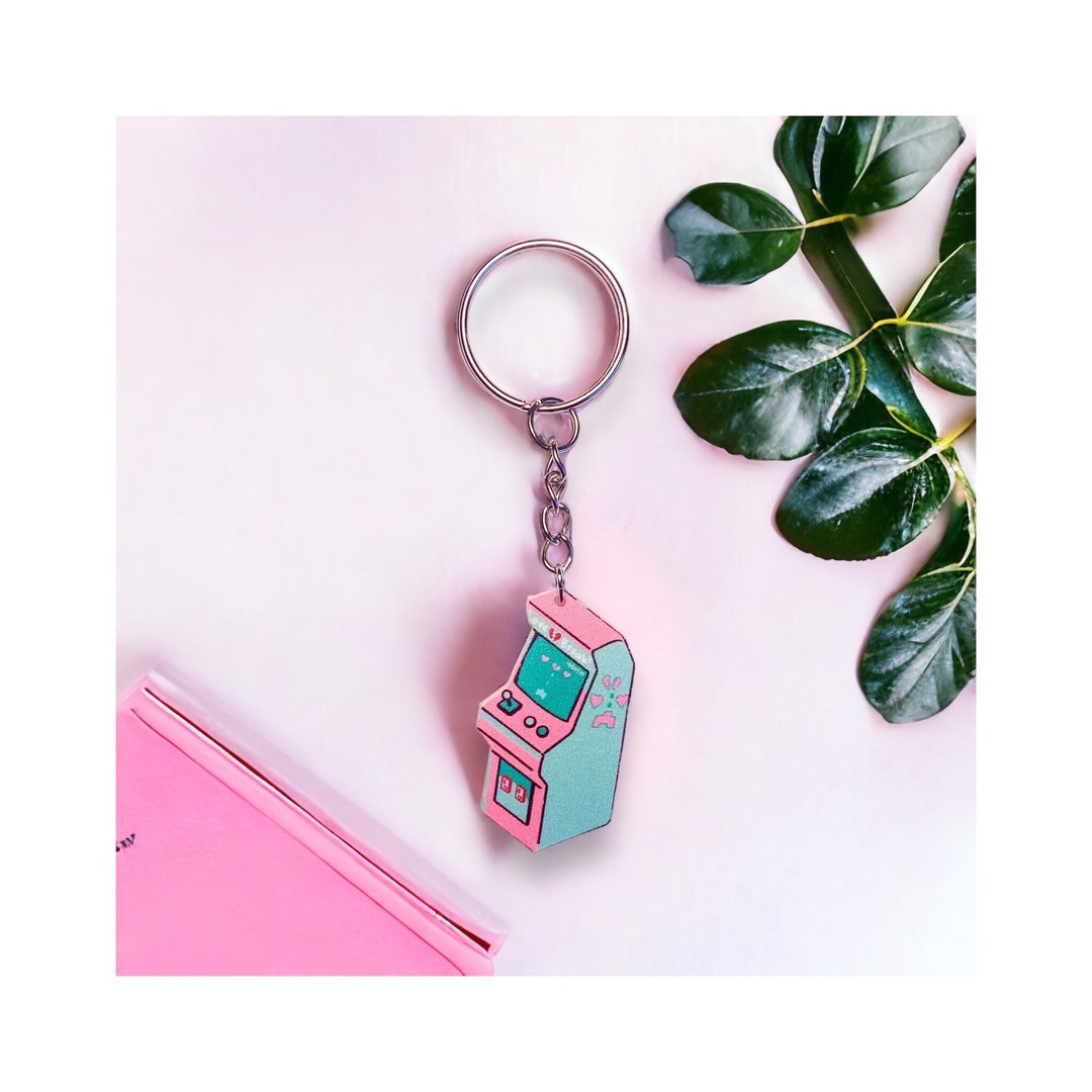 Retro Arcade Machine Keychain Arcade Keychain Gaming Etsy