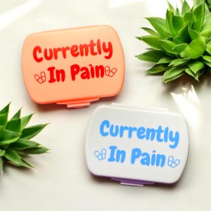 Currently in Pain Pill Boxes | Spoonie, Spoonie Gift, Pill Box for Purse, Cute Pill Box, Pill Holder, Pill Organizer, Pill Case,Chronic Pain