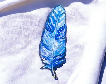Blue Feather Magnet | Harvest Moon, Story of Seasons Fan Art (Holographic)