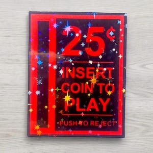 Munt inbrengen om stickers te spelen | Nieuwigheidssticker, gamingstickers, retrostickers, arcade, arcadestickers, millennialstickers, retro gaming