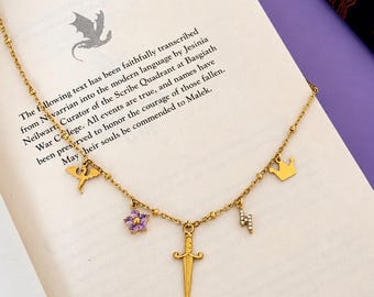 Fourth Wing Inspired Dragon Rider Charm Necklace | Fantasy Dragon Jewelry | Dragon Rider Gift | Romantasy Bookish Necklace | Stainless Steel