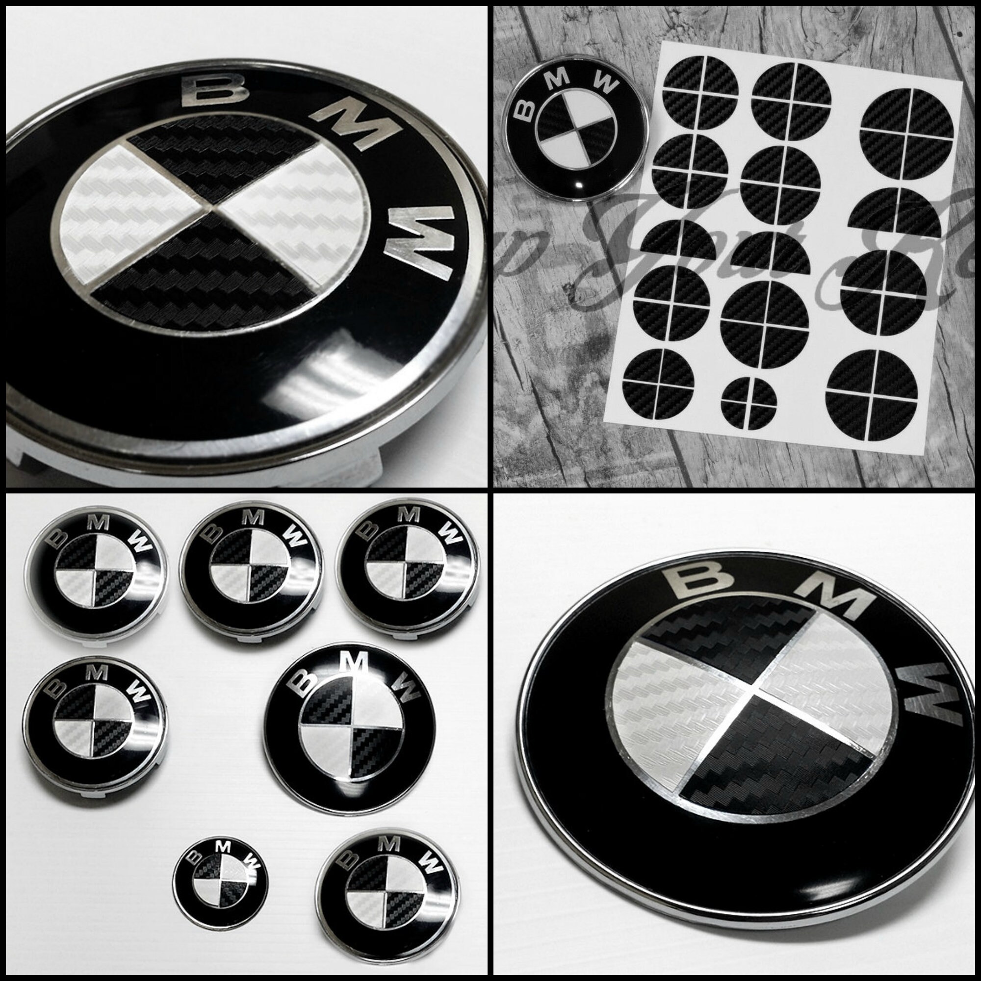 Black and White BMW Badge CARBON Decals 3D Carbon Fiber Vinyl Etsy