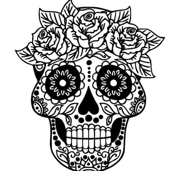 Flower Crown Sugar Skull SVG