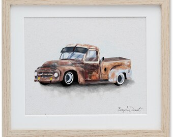 Rusted Truck Watercolor Digital Print