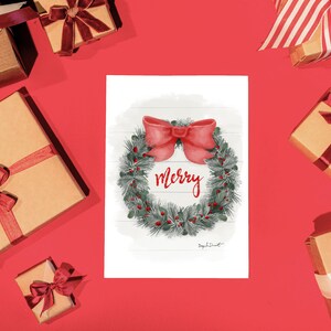 Feliz Natal Guirlanda 5x7 Cartão de Natal Impressão Digital