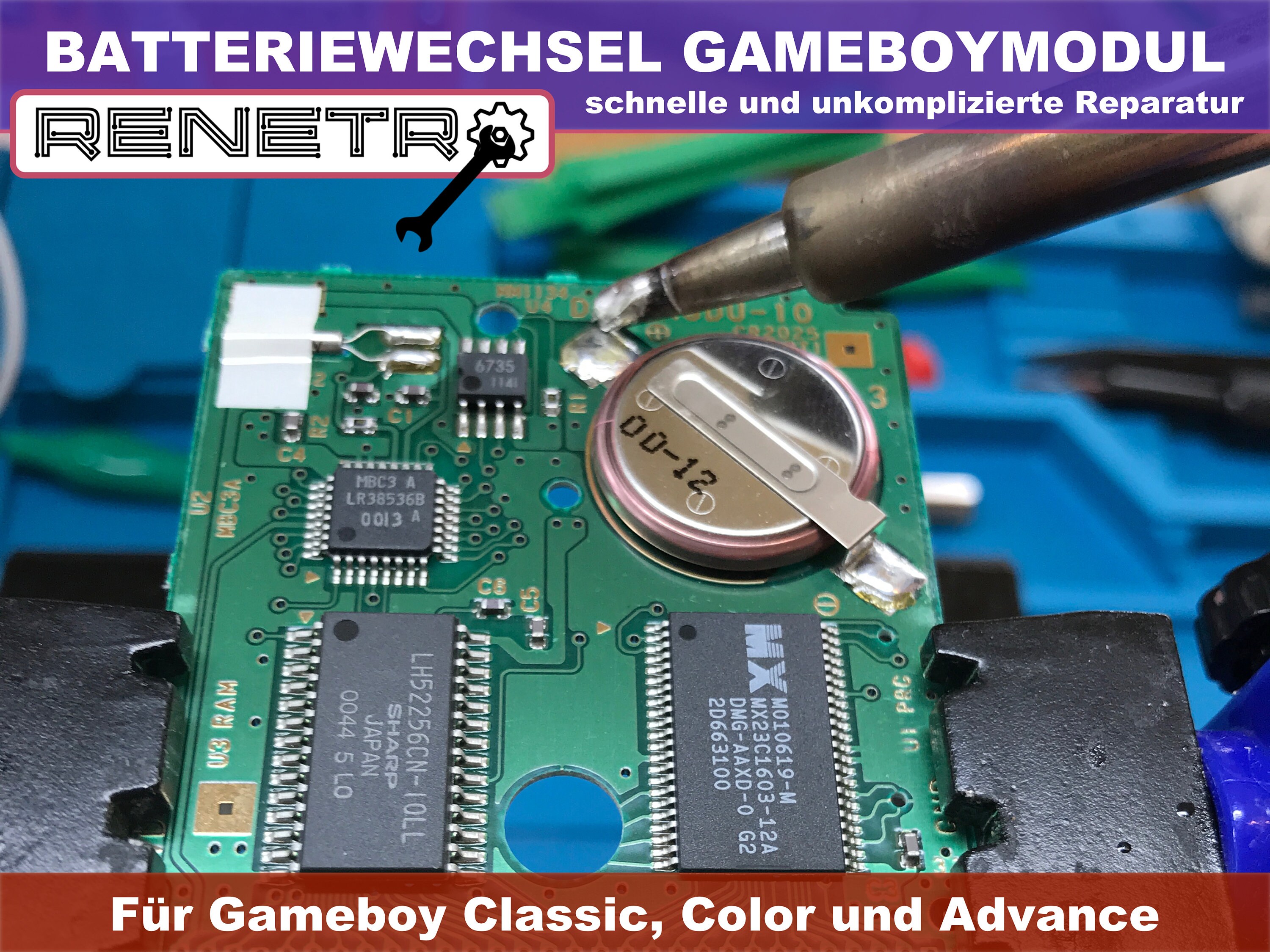 Gameboy sostituzione batteria gamebit strumento celle a bottone modulo Gameboy sostituzione batteria gamebit strumento celle a bottone modulo