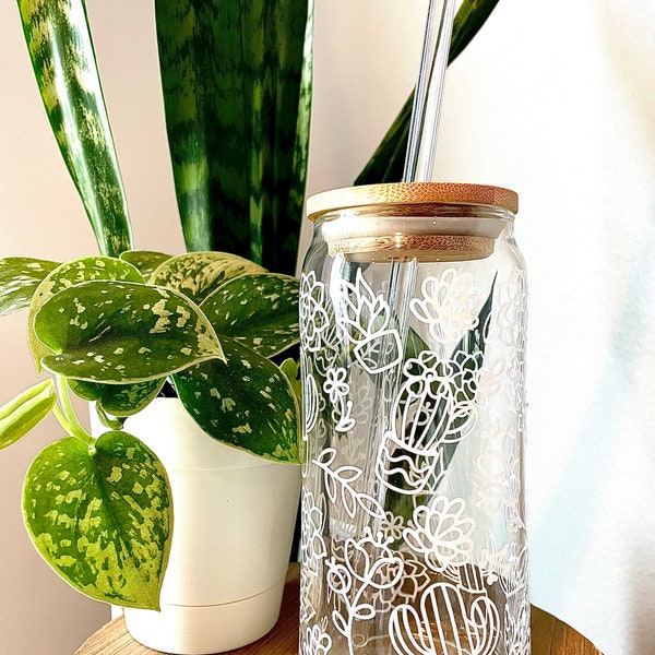 Cactus Glass Cup Svg Etsy