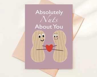 Nuts Anniversary card, funny valentines card, love card, valentines card, pun card