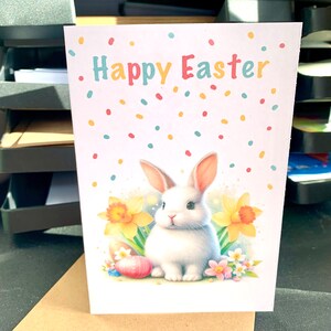 Carte de Pâques lapin, carte lapin pour enfants, carte joyeuses Pâques