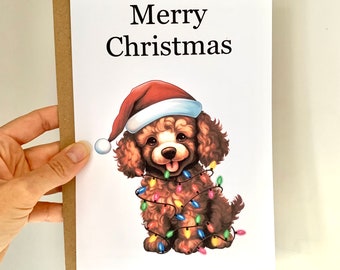 Poodle christmas cards, Dog greetings card, Card from the puppy dog, festive cards, Christmas cards multipack, card for dog owner