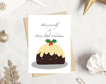 Christmas card set, Christmas Pudding card, festive card, card for him, card for her, set of 1, 5 or 10