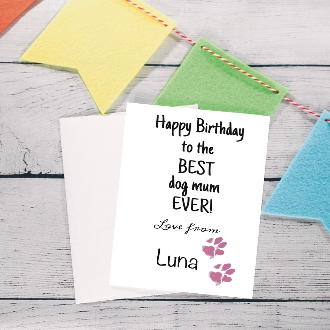 Paw Print Birthday Card From the Dog, Dog Mum Gift - Etsy