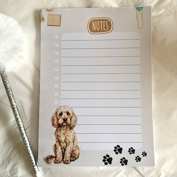 Cockapoo notepad, Cockapoo gifts, , stationary gift for dog owner, birthday for dog walker, mothers day gift, to-do notepad