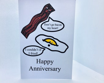 Funny Anniversary Card for Husband: Bacon & Egg Pun