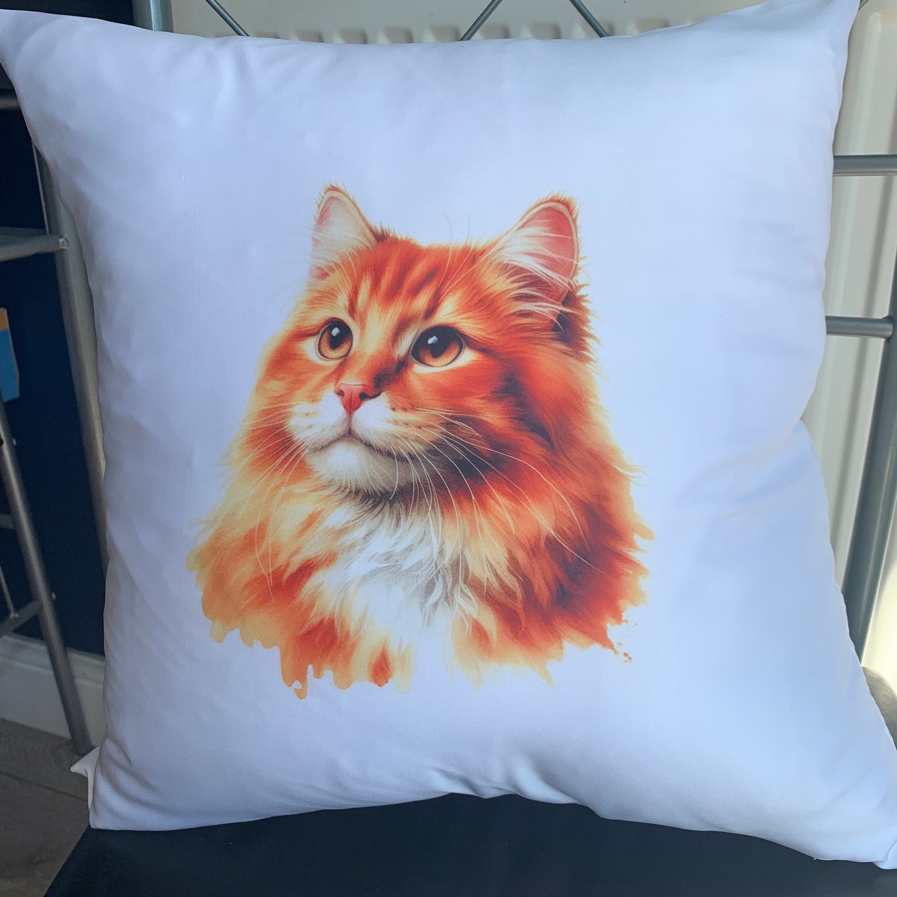 Red And Black Plaid White Cat Accented Throw Pillow | Collections Etc