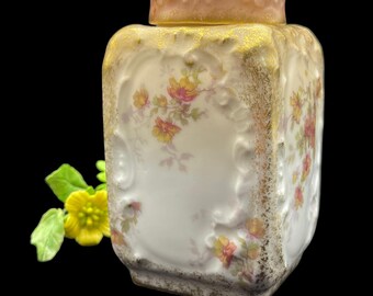 Antique Gustave DeMartial & Cie Limoges France Porcelain Tea Caddy / Ginger Jar With Lid Ca. 1883-1893, 350 ml / 11.8 oz