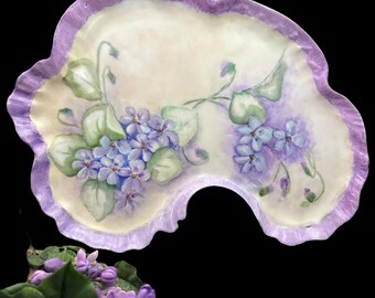 Jean Pouyat Limoges Hand-Painted Porcelain Lavender Violet Tray
