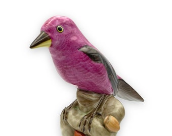 Herend Porcelain Cardinal Bird Figurine, Handmade in Hungary Height 5.7” Width 6.5”