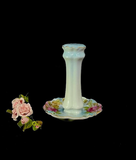 Antique Hat Pin Holder- Porcelain & Hand Painted Violets with Gold Gilding Antique - Hat Pin- Holder- Porcelain- Art Nouveau- Hand  main image 3