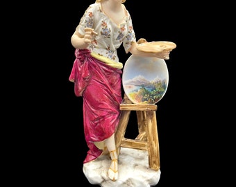 Volkstedt Artist Figurine - Antique German Handmade Porcelain, Exquisitely Detailed, Collectible
