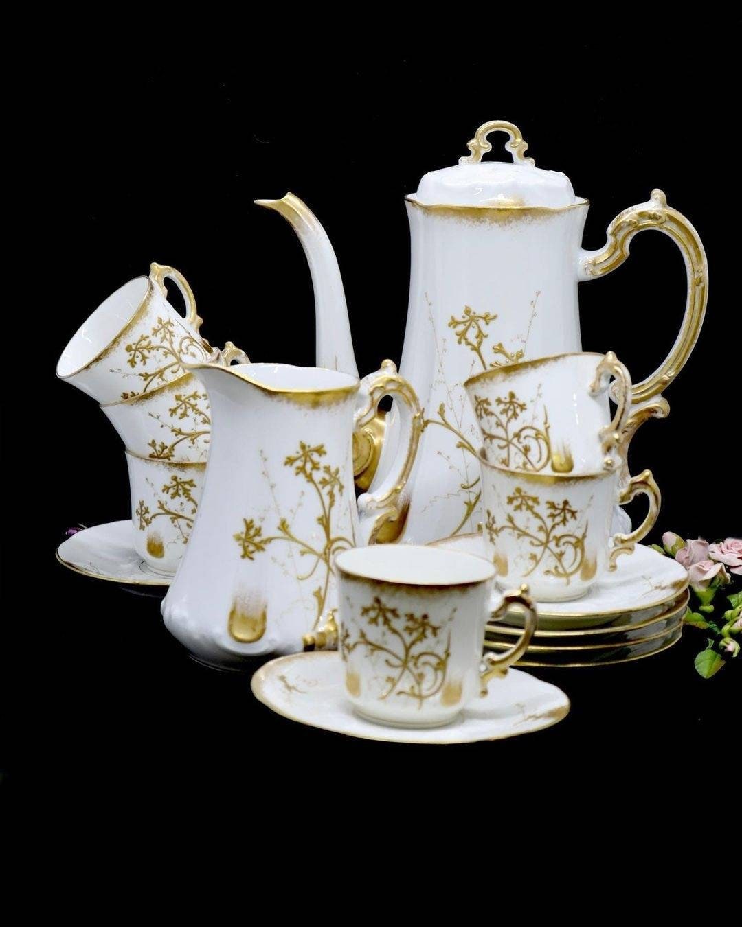 Limoges Boisbertrand Antique Porcelain Gilded Tea Set - Etsy