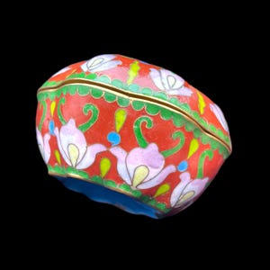 Vintage Cloisonné Enamel Trinket Box - Perfect Condition - Handcrafted Floral Design (2.8”)