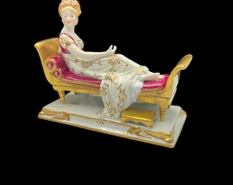 Madame Juliette Récamier Porcelain Figurine by Kister Scheibe Alsbach – Hand-Painted German Vintage