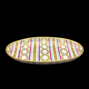 Le Tallec Hand-painted Limoges Pin Dish, Gold Wreath & Maroon Blue Details 12 cm ( 4.72 in)