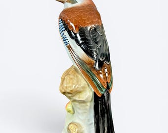 Rare Large Herend Hungary Hand Painted Eurasian Jay Porcelain Bird Figurine 33 cm