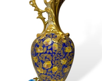 Exquisite Early 1900s Limoges Hand-Painted Gilded Vase