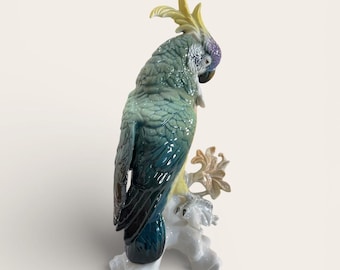 Karl Ens Porcelain Parrot Figurine 26.5 Cm 10.5 Inches Volkstedt Thuringia Germany