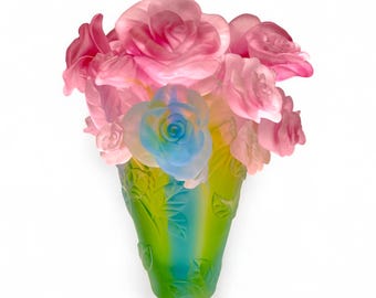 Daum Nancy Winter Landscape Cameo Enameled Vase Antique Glass Art