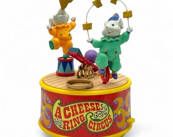 Vintage Enesco Wind-Up Musical Figurine - A Cheese Ring Circus - Entry of the Gladiators - Music Box