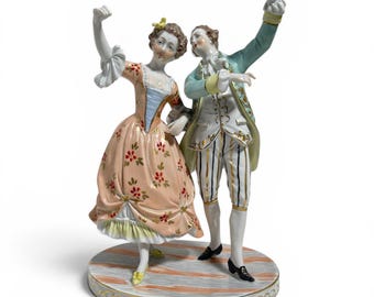 Antique Carl Thieme Potschappel Dresden Porcelain Dancing Couple Figurine Germany Ca. 1920s