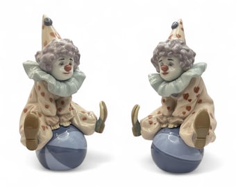 Pair of Lladro Porcelain Clown Figurines – Designed by Antonio Ramos – Model No. 5813