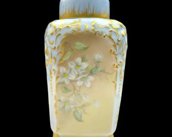 Antique T&V Limoges Hand Painted Porcelain Tea Caddy Ginger Jar – Floral Design, ca. 1892–1907, 600 ml / 20.3 oz